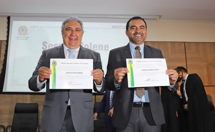 Após votação histórica, governador Wanderlei Barbosa e vice-governador Laurez Moreira são diplomados para posse em 2023