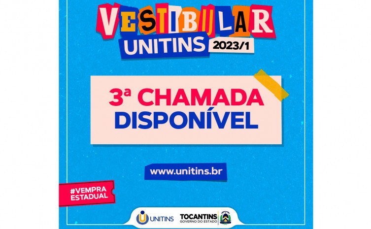 3ª chamada do vestibular Unitins 2023/1 está disponível