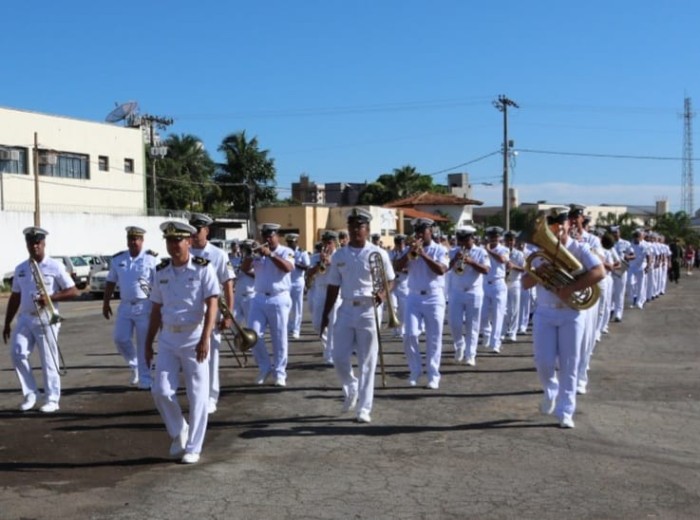 Composta por um oficial regente, um suboficial regente, um contramestre e 49 executantes, banda vem especialmente do DF para abrilhantar evento - Fotógrafo:Divulgação